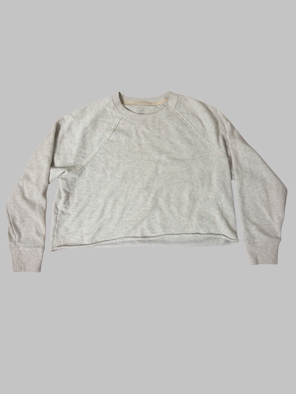 Aerie Cotton Blend Light Gray Cropped Sweatshirt